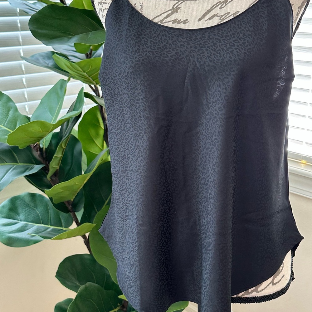 Black Leopard Print Satin Tank Top & Shorts